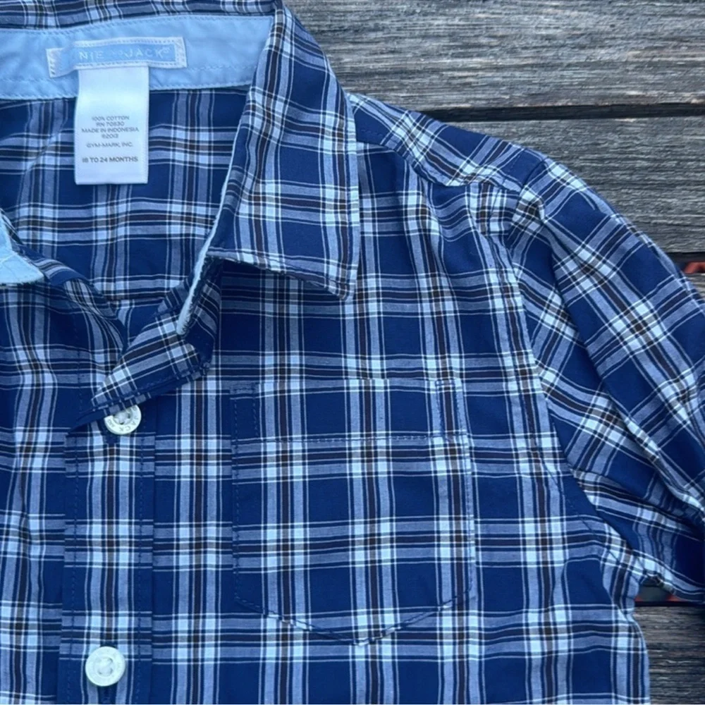 Janie & Jack baby boys 18-24 months blue plaid button down
